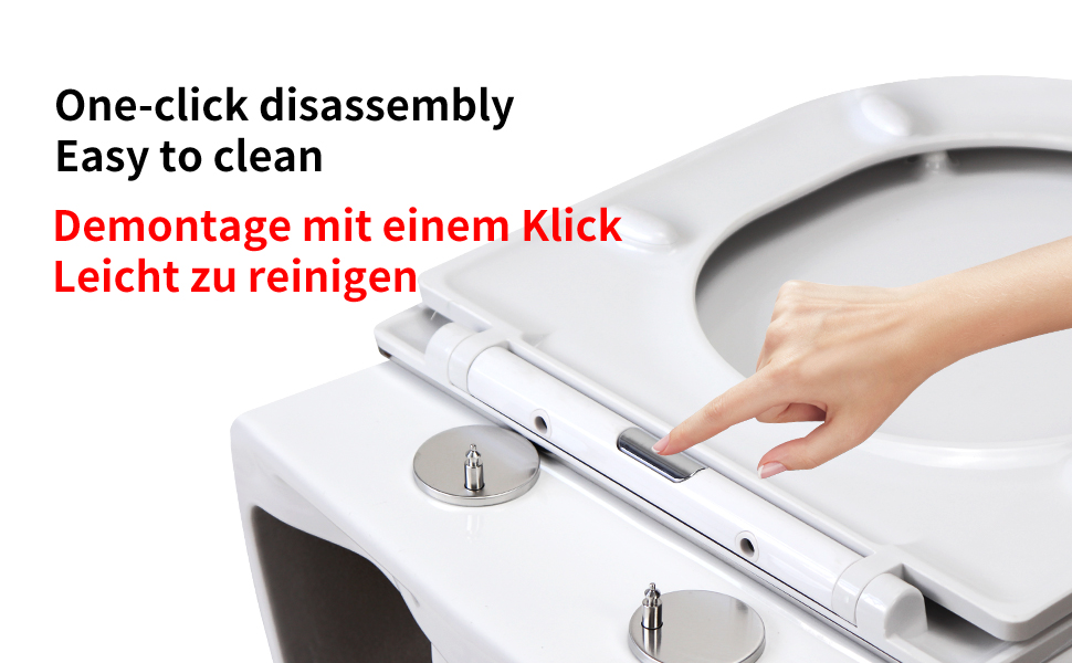 Fanmitrk Toilet Seat with SoftClose Mechanism, Toilet Lid D Shape, 46