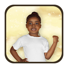 A stock image of a diverse young girl standing tall, looking ahead with confidence and determination