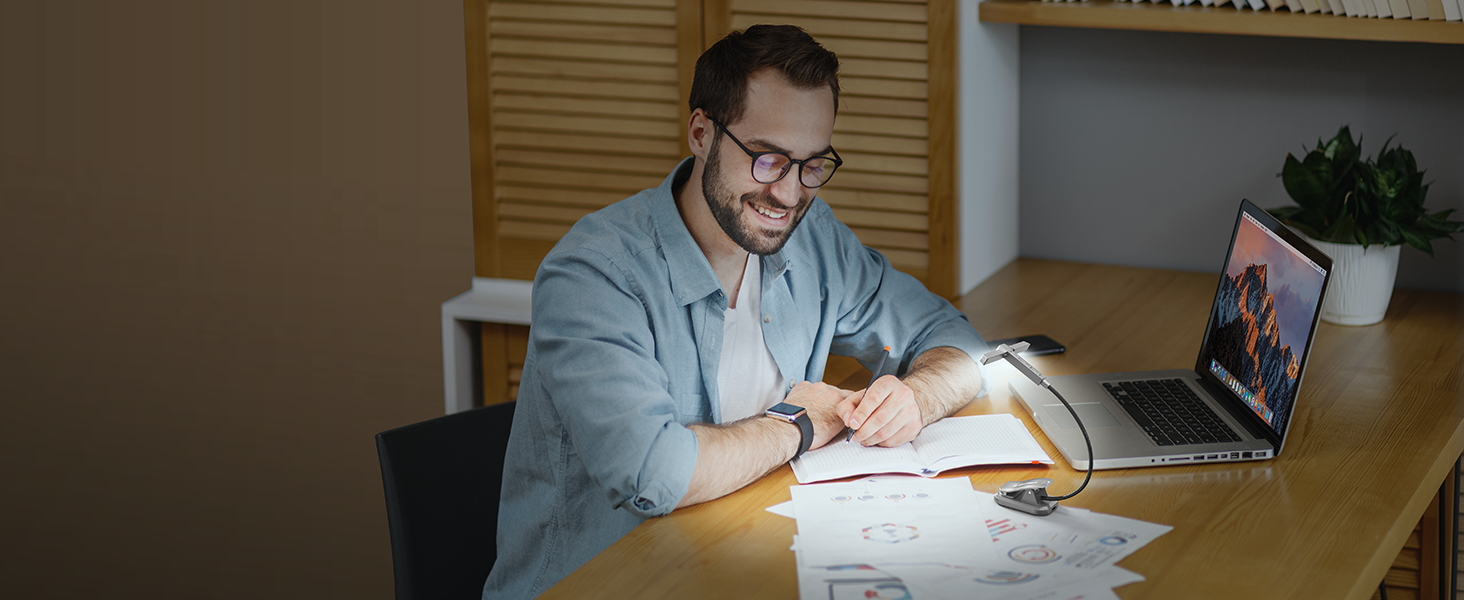 Glocusent Innovative TriHead Book Light for Reading in Bed, 3 Colors