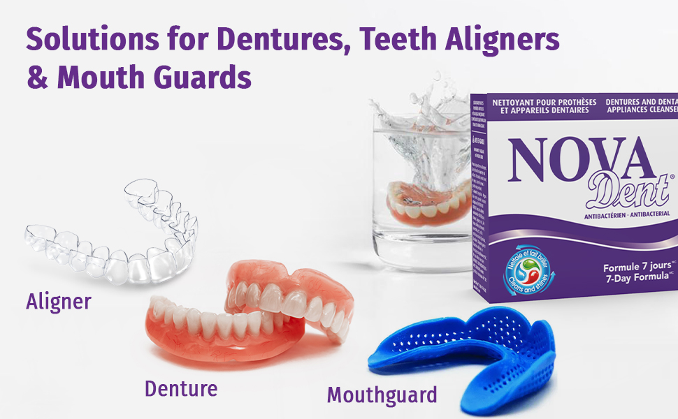 Novadent Dentures Cleaner For Denture on implants, Denture soft liner