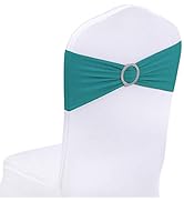 Peomeise 25pcs Turquoise Spandex Chair Sashes with Buckle Slider for Wedding, Party Decoration