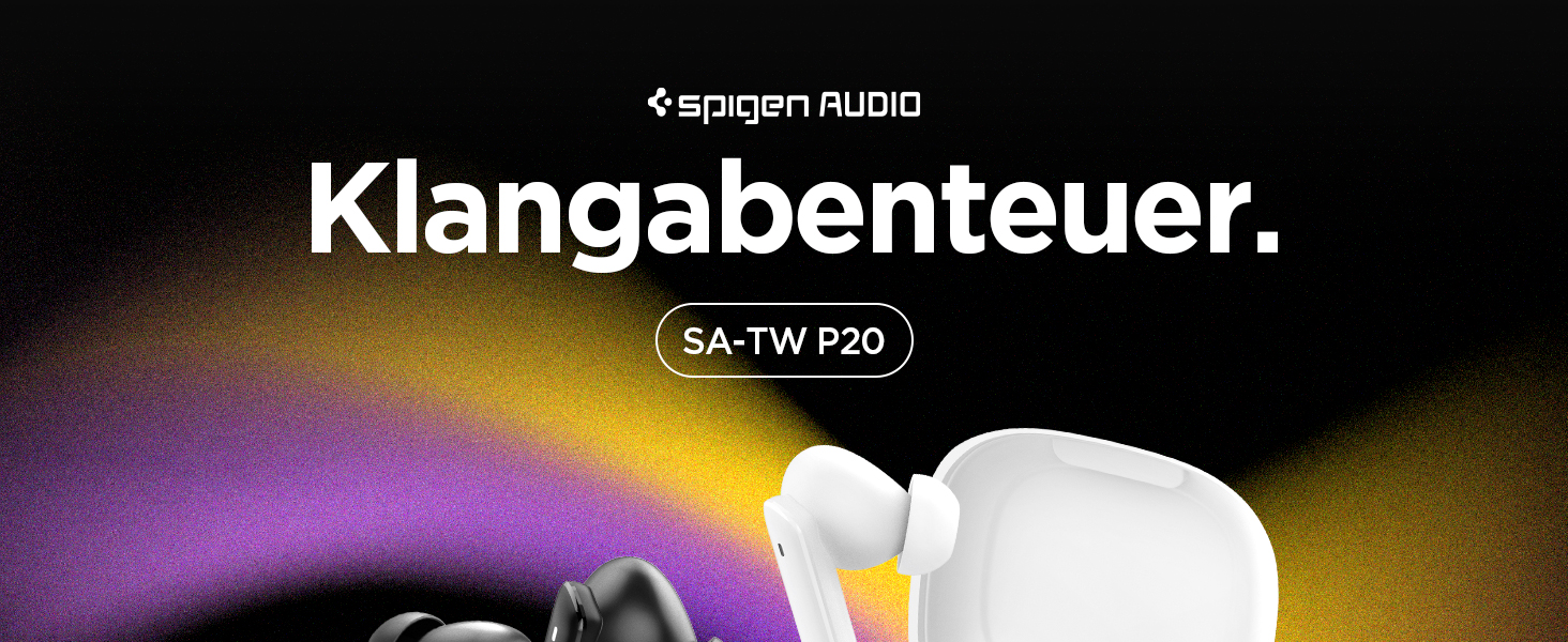 Der Text lautet "Klangabenteuer". Dunkles atmosphärisches Bild mit violetten Lichteffekten und weißem kreisförmigem Element.