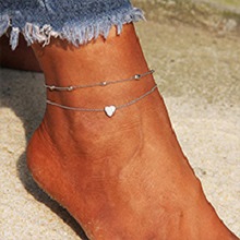 SILVER LAYER HEART ANKLET