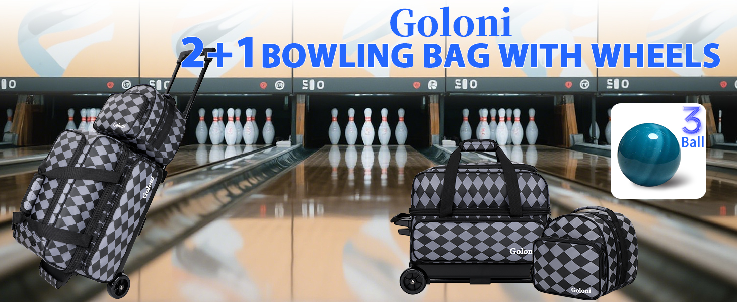 Double Roller 2 Ball Bowling Bag with Separate Shoe Compartment
