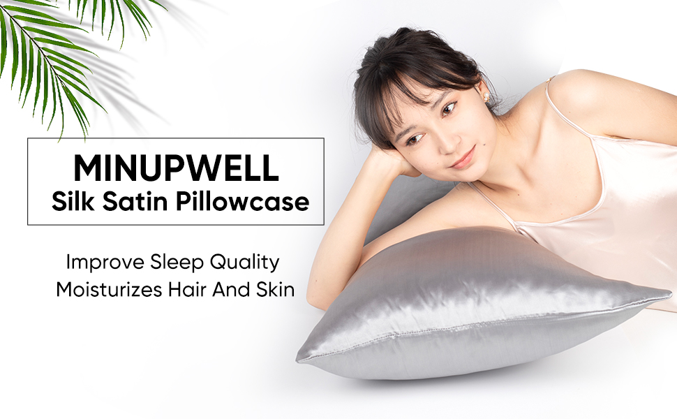 2 Packs Queen Size Curved Pillowcases, Silk Satin Side