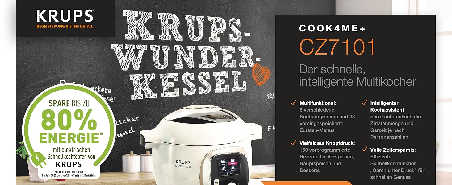 Amazon.de Krups Cook4Me+ Multikocher CZ7101 inkl. Rezeptbuch 6L