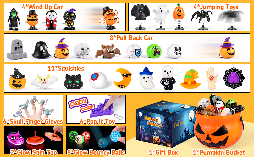 Yunaking 50Pcs Halloween Party Favors for Kids Halloween
