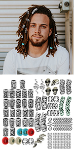 85pcs dreadlock loc jewelry for men women