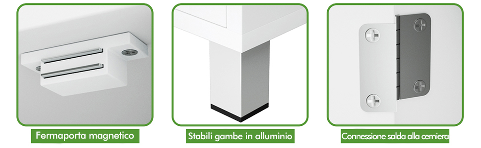 COSTWAY Mobile Da Bagno Alto, Armadio Da Terra Con 2 Ripiani Aperti E 1 Ripiano Regolabile, Ante In Vetro Temprato, Armadio Multifunzionale Per Bagno Soggiorno Cucina, 33x30x180cm 16 4