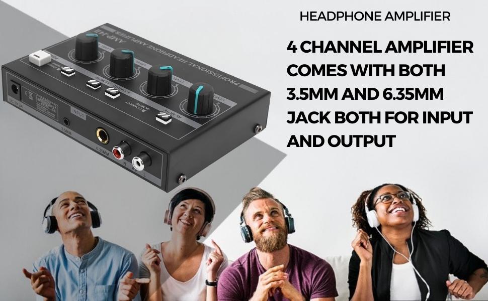 SPN-BFC 4 Channel Headphone Amplifier 6.35mm 3.5mm Stereo Mixer