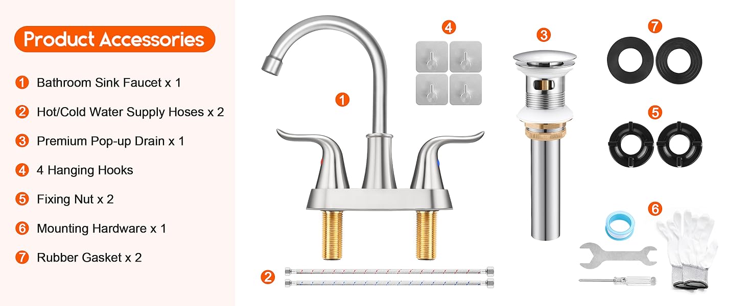 Homikit Bathroom Faucet for 3 Hole, 4 Inch 2Handle Bathroom Sink