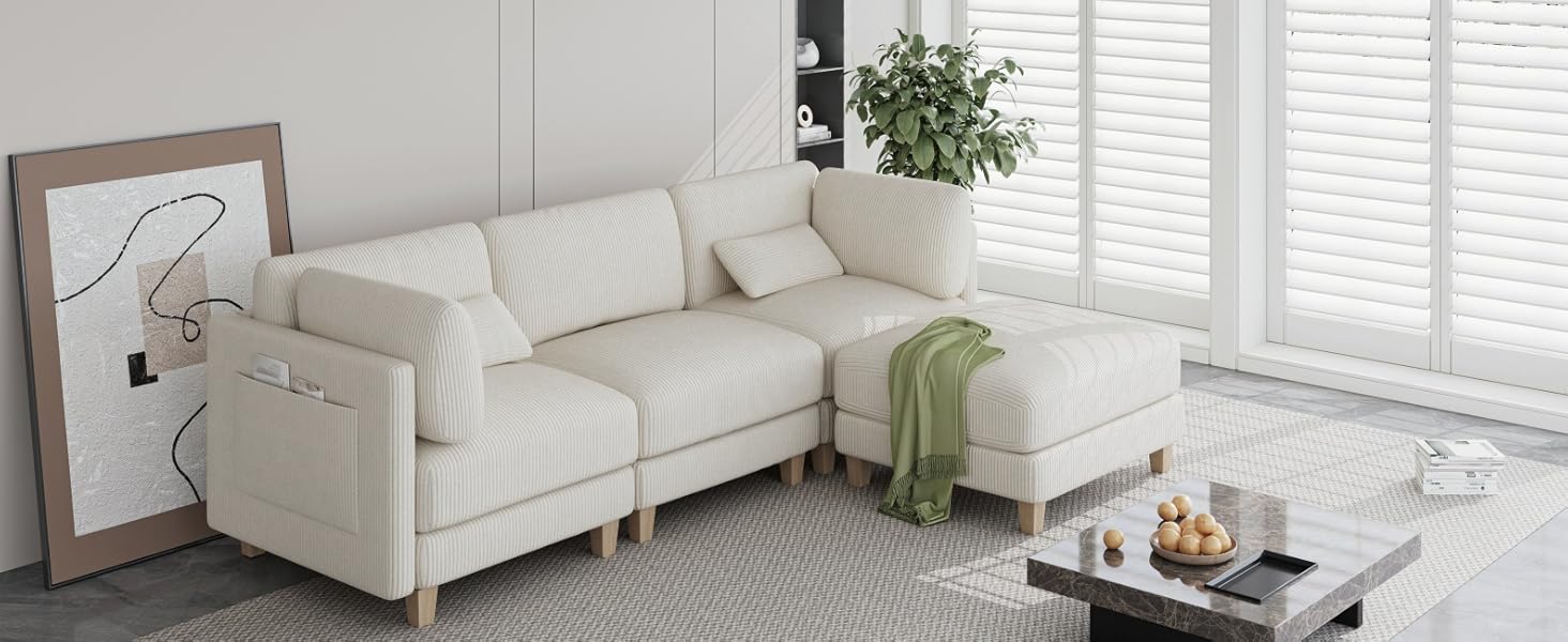 L-Shaped Modular Sectional Sofa for Living Room