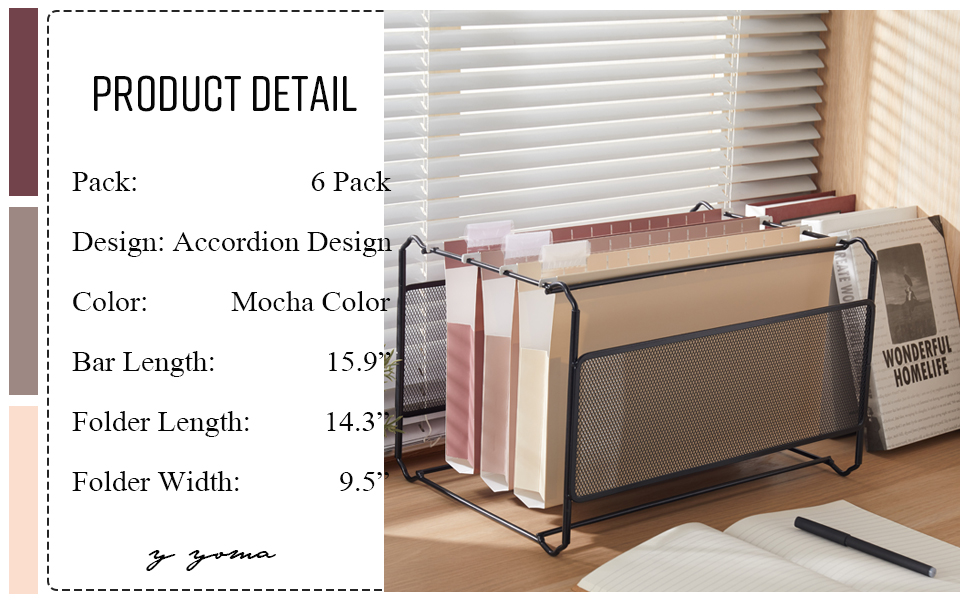 Y YOMA 6 Pack Extra Capacity Hanging File Folders Legal