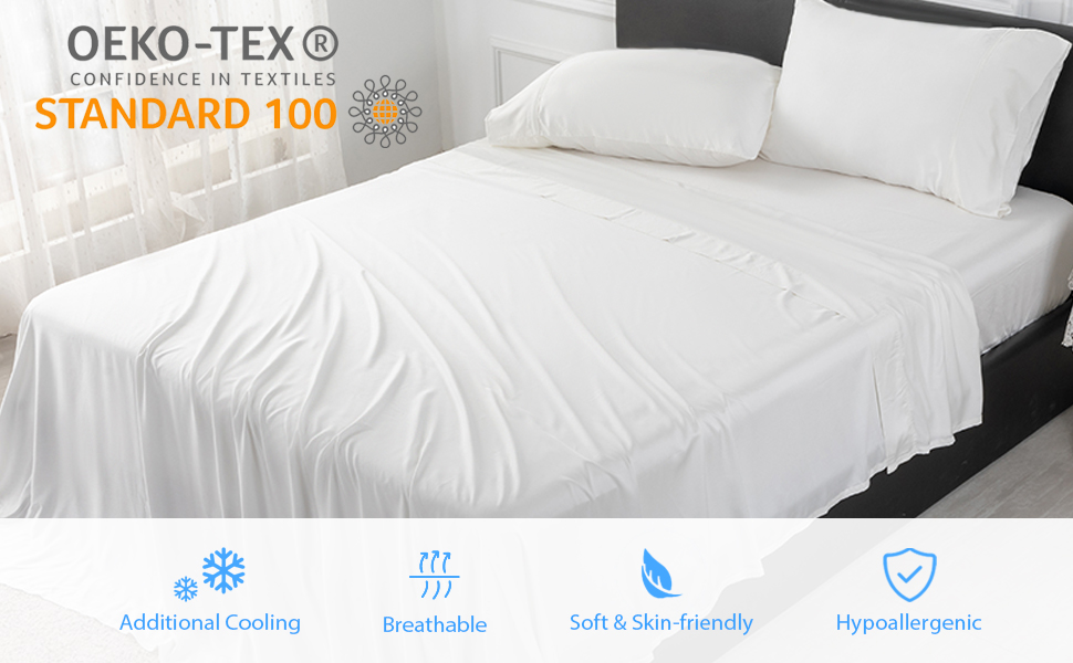 GOKOTTA Full Sheets Set 4 Piece, 100 Bamboo Sheets Bedding Sets 15