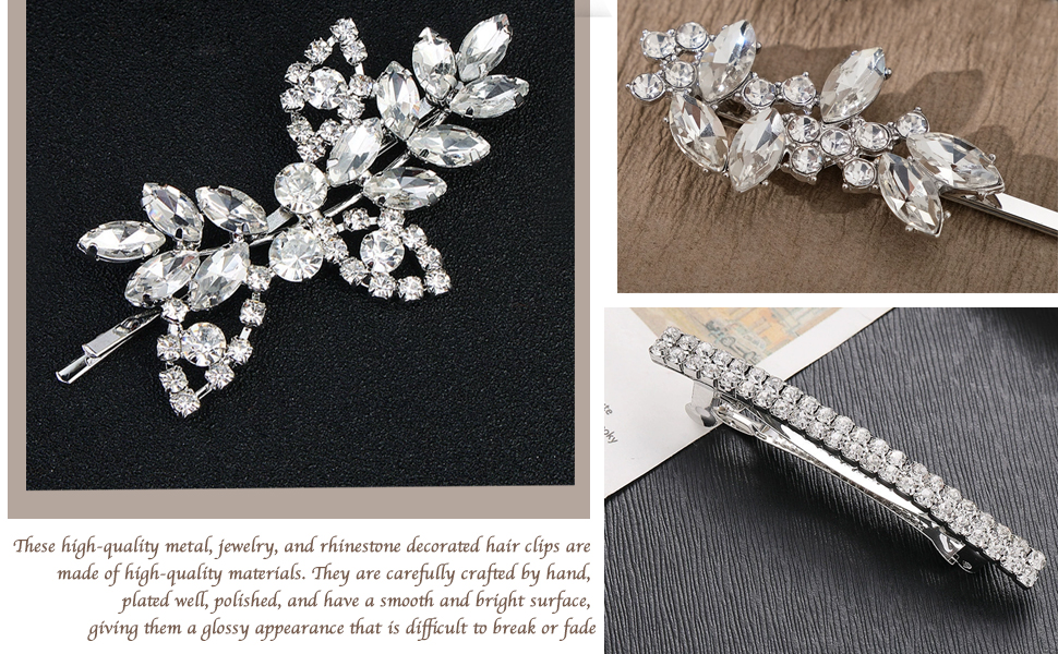 Silver Bridal Hairpin Clips for Brides Bridesmaids Flower Girls