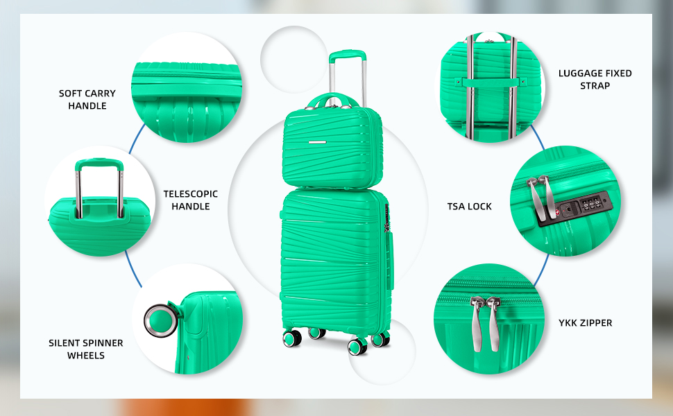 LEAVES KING Luggage 4 Piece Sets, Hard Shell Luggage Set