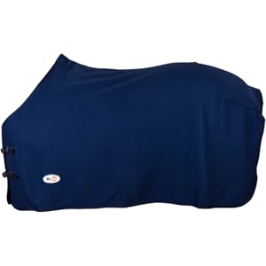 Marine Blue Horse Decke oder stabiles Blatt mit einfachem Design und sichtbaren Befestigungselementen.