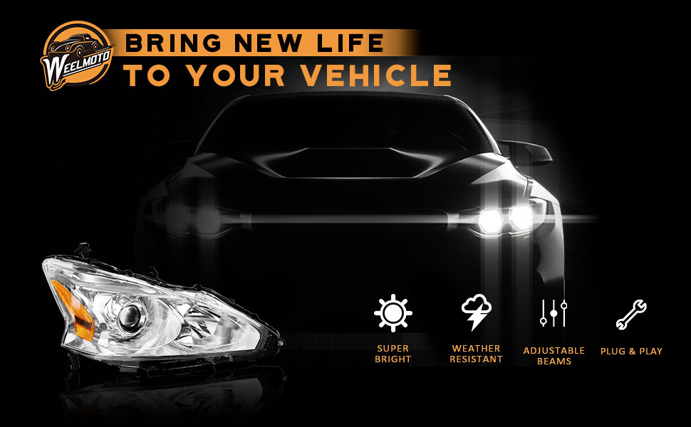 WEELMOTO Headlights Assembly For 2013 2014 2015 Nissan