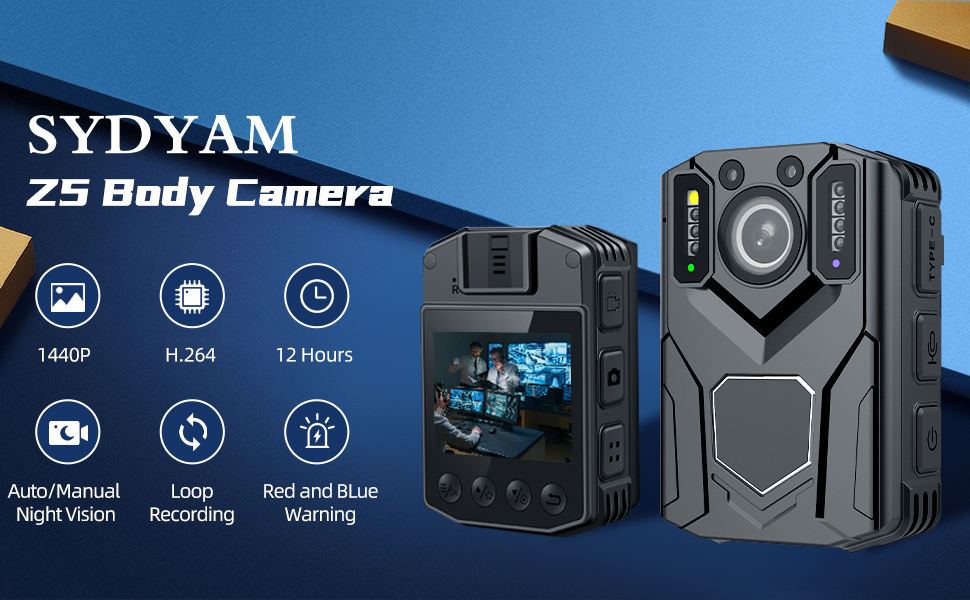 SYDYAM 1440P HD Body Worn Camera, Body Cameras with Audio