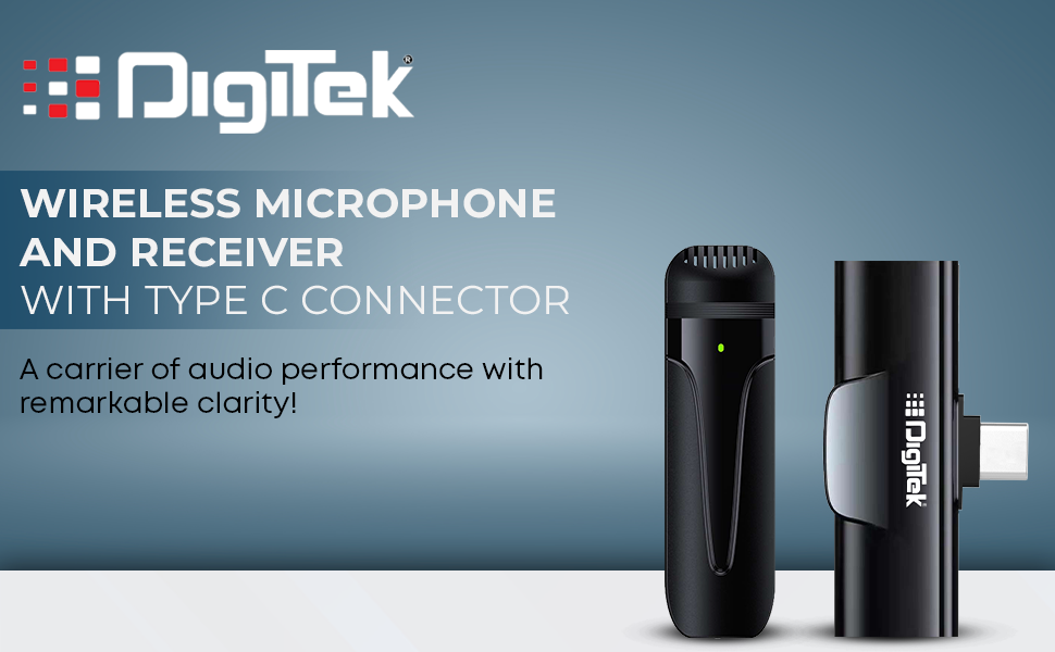 Digitek Wireless Microphone & Receiver with Type C Compatible DWM-001