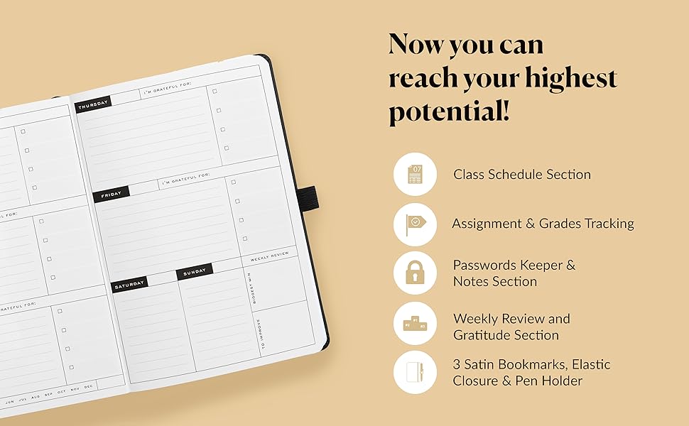 Smart Academic Planner A5 Size 8.6 x 5.7 inches Undated Daily