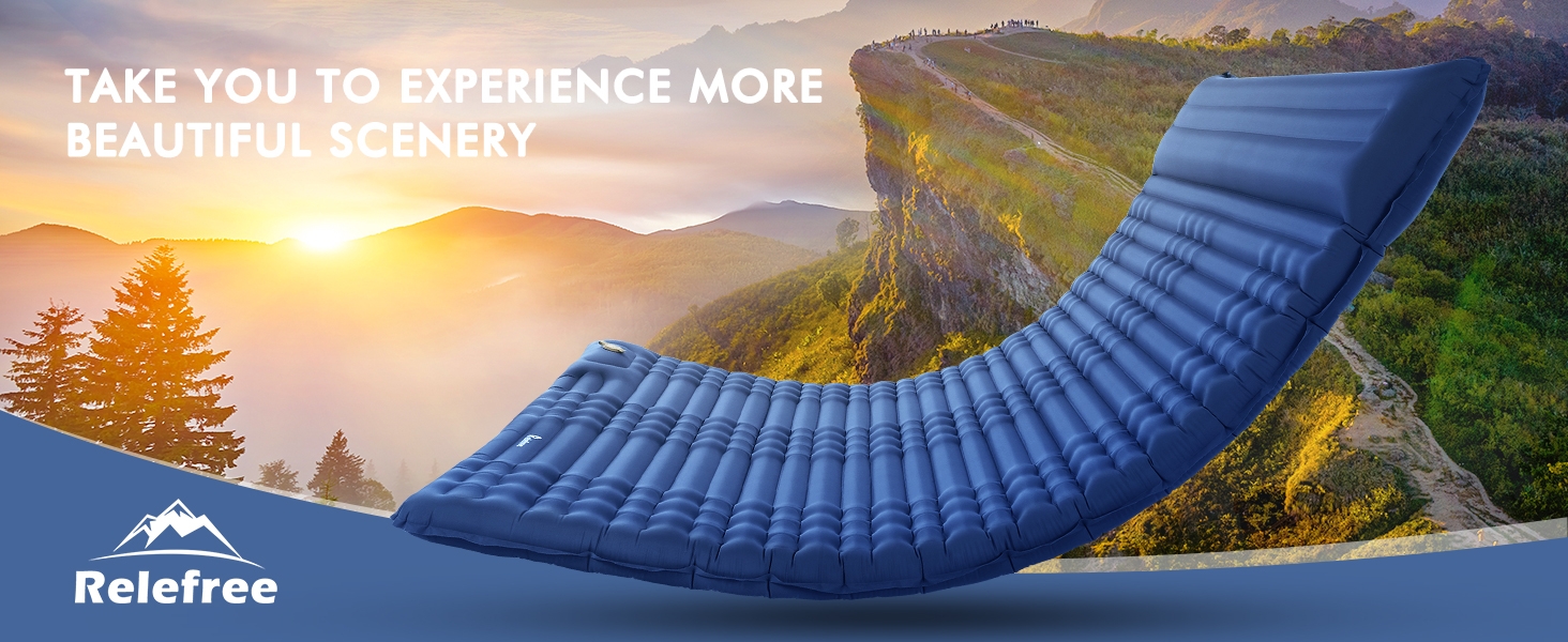 Relefree Double Camping Mat for 2 Person Sleeping Mat with Pillow