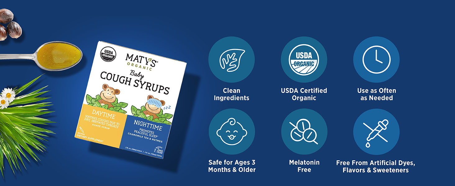 Matys Baby Cough Bundle for Complete Care Baby Chest Rub and USDA Organic Baby Day