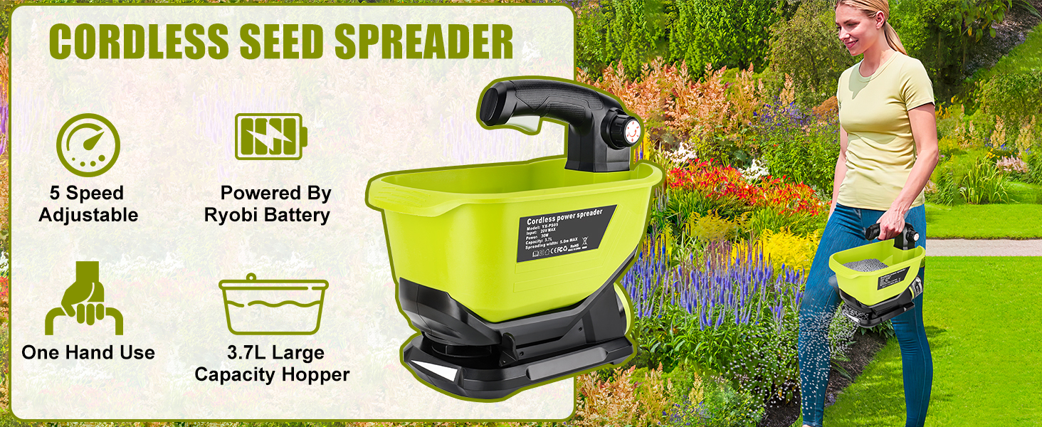 Philophca Salt Spreader for Ryobi 18V One+ Battery, Seed