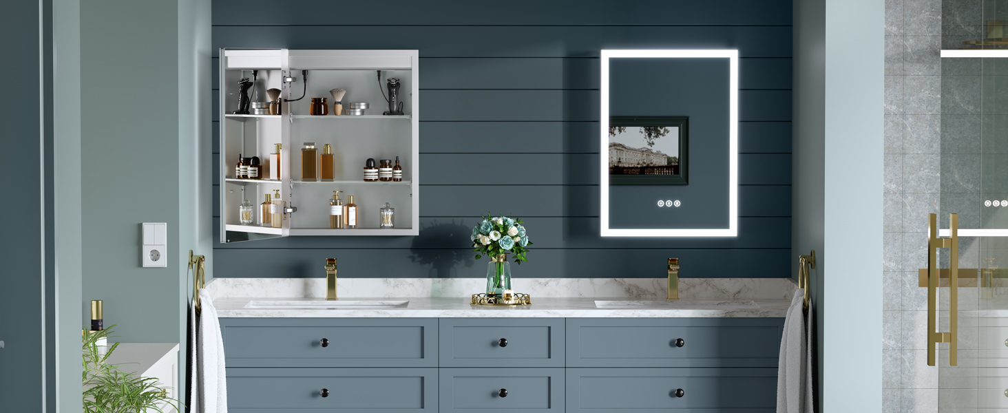 led medicine cabinet mirror for bathroom