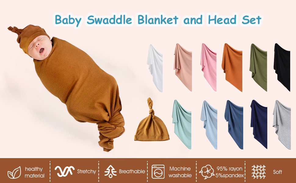 iEvolve Cotton Knitted Baby Swaddle Blanket with Hat