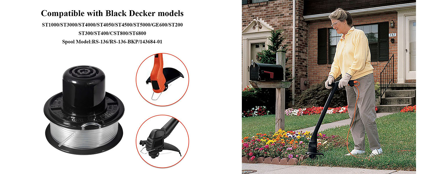 THTEN Weed Eater Spools Compatible with Black and Decker RS136 ST4500