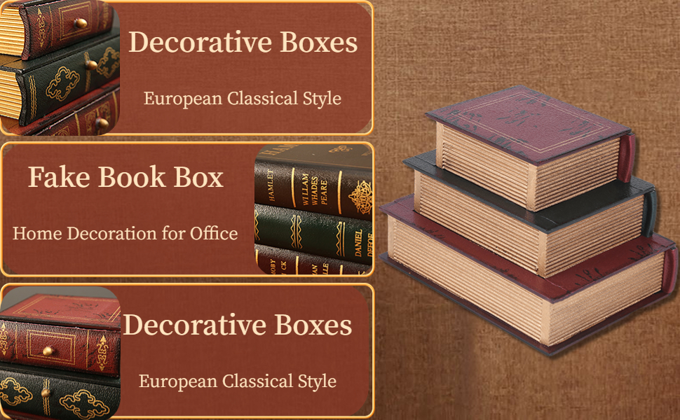 Fake Book Box Storage Decorative Book Storage Box Vintage Home Office