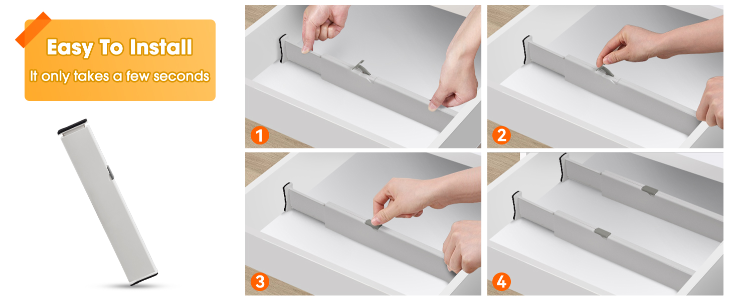 JONYJ Drawer Dividers Organizer 5 Pack, Adjustable