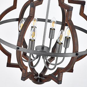 Brown Sliver 6-Light Orb Farmhouse Chandelier