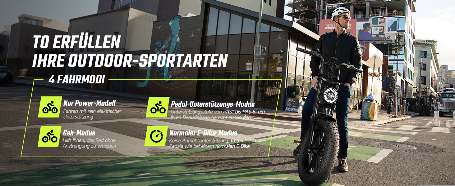 E Bikes Mountainbike Fatbike ebike 20 Zoll Elektrofahrrad Herren Damen elektrische Fahrrad