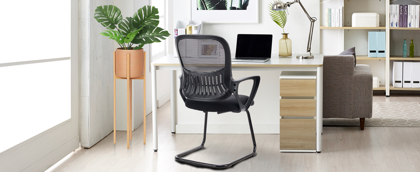 Sweetcrispy Reception Guest Chair Set of 2, Stationary Non