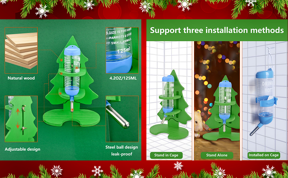 PStarDMoon Christmas Bunny Water Bottle with Natural