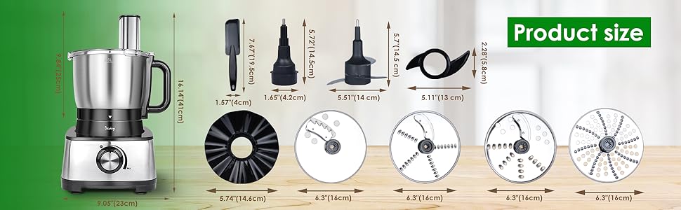 STAINLESS STEEL FOOD PROCESSOR-size