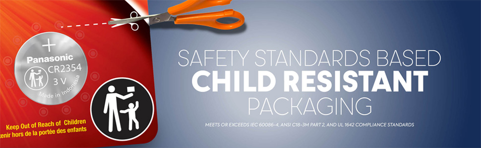 Panasonic CR2354 Lithium Coin Batteries Child Resistant Packaging