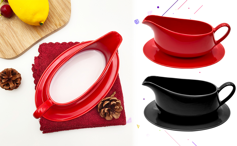 Gravy Boat with Ceramic Tray, 1 PC 8 oz Easy Pour Gravy