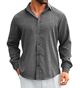 MAPICK Men's Linen Shirt Long Sleeve Button Down Casual Shirts Untucked Dress Shirts Beach Vacati...