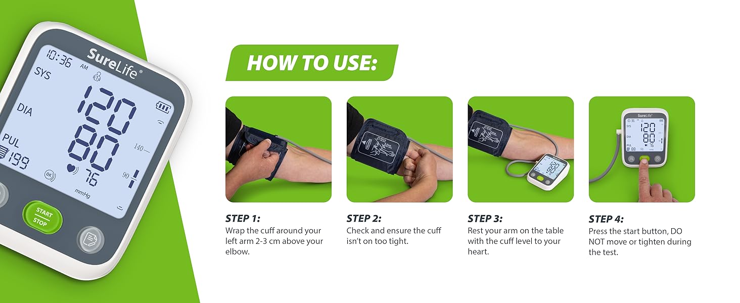 SureLife Arm Blood Pressure Monitor - How To Use