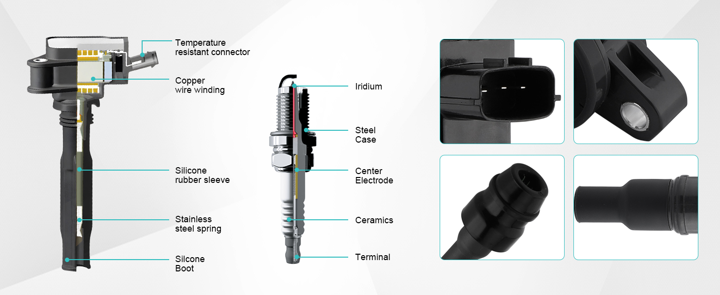AULINK Set of 4 UF350 Ignition Coil Pack/4505 Spark Plugs(2.5L L4 Only)For Altima 