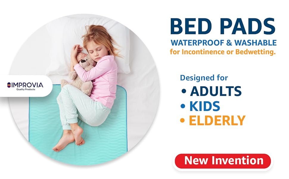 IMPROVIA Washable Underpads, 34" x 36" (Pack of 2) Heavy Absorbency Reusable