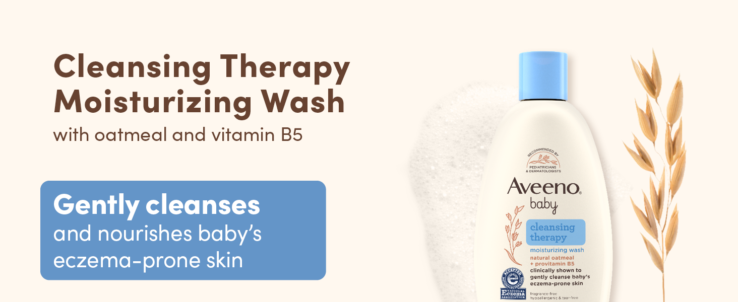 Cleansing Therapy Moisturizing Wash + oatmeal &amp; vitamin B5 gently cleanses baby&#39;s eczema-prone skin