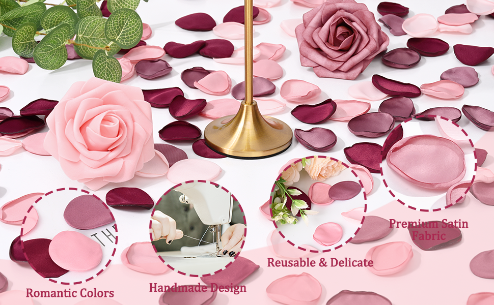 Waipfaru 200Pcs Rose Petals, Silk Rose Petals, Fake Rose