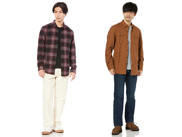 Amazon.co.jp: [Amazon Essentials] フランネルシャツ 2ポケット