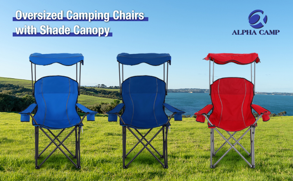ALPHA CAMP Oversized Camping Chair with Shade Canopy