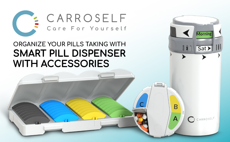 Carroself Smart Design Pill Dispenser Organizer Medication