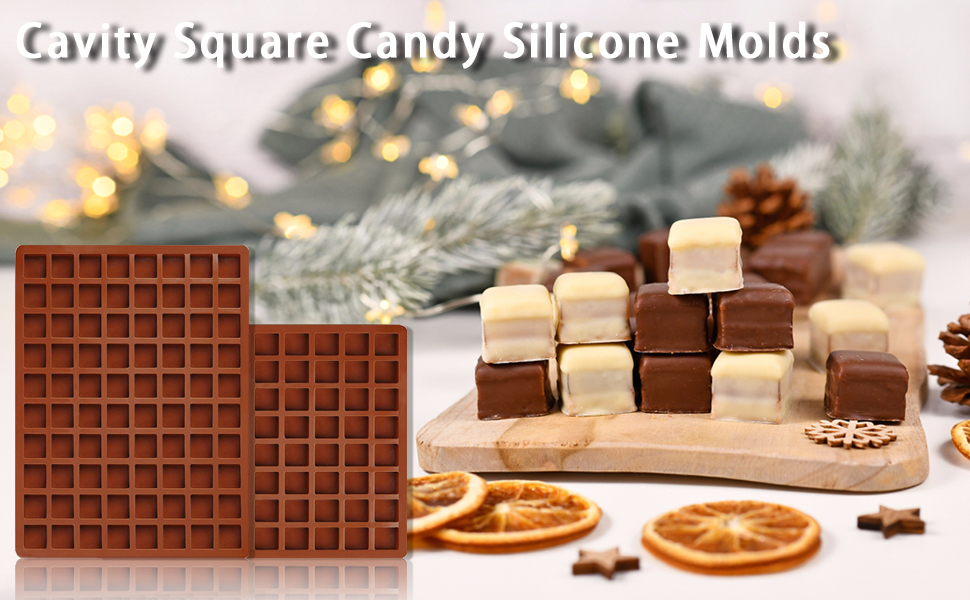 80Cavity Square Candy Silicone Molds, Perfect for Caramel, Chocolate, Praline, Ice